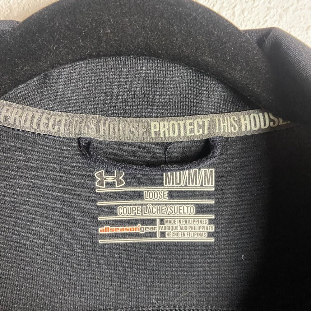 Under Armour Women's Size M Knit Warm Up Full Zip Sweatshirt Black White Loose - Picture 6 of 6